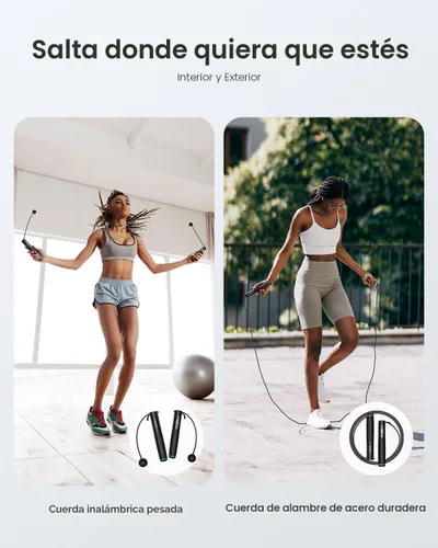 Vista 3 de RENPHO Cordless Jump Rope, Weighted Jump Rope with Counter, Jump Ropes for Fitness, Smart Skipping Rope for Crossfit