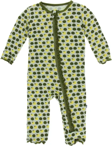 Vista 23 de KicKee Pants Mono sólido con volantes y cremallera Verde aloe