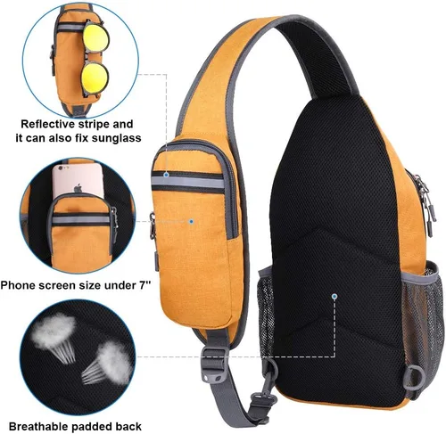 Vista 64 de Waterfly - Mochila cruzada tipo bandolera para viajes y caminatas, bolsa de pecho, Gris, talla única