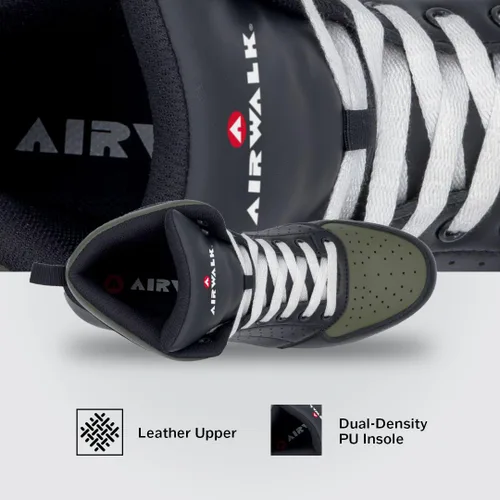Vista 5 de Airwalk Arena Mid Top Composite Toe - Zapatos de trabajo industriales para hombre, negrooliva, talla 7, anchos, cómodos y ligeros para hombre