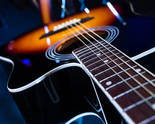Vista 14 de Washburn Vintage Series - Guitarra acústica-eléctrica de 6 cuerdas, derecha Resplandor solar del tabaco