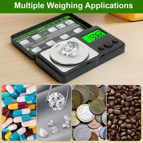 Vista 8 de Báscula digital de miligramo de 0.00 oz/1.76 oz, microbáscula portátil con pantalla, báscula de laboratorio de alta precisión para polvo