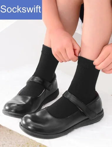 Vista 2 de Calcetines de vestir unisex para niños y niñas, de algodón suave, sin costuras, 6 pares