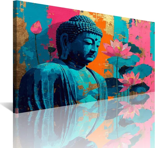Vista 11 de NAN Wind 5 piezas de lienzo de flor de loto zen de Buda Zen, decoración espiritual para meditación, decoración pacífica del hogar, simbolismo