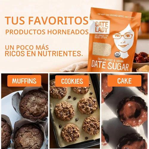 Vista 9 de Azúcar de dátiles orgánico, 1 libra, 100% alimento integral, vegano, paleo, sin gluten y kosher, 100% dátiles molidos Sustituto del azúcar