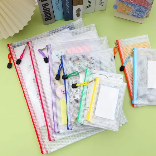 Vista 5 de EOOUT 8 bolsas de malla con cremallera, 8 tamaños, bolsas impermeables con cremallera, 8 colores de plástico impermeable para almacenamiento