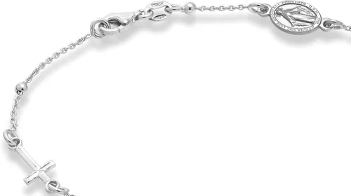 Vista 2 de Miabella Tobillera de plata de ley 925 o oro amarillo de 18 quilates sobre plata italiana con cuentas de cruz de rosario italiano para mujeres