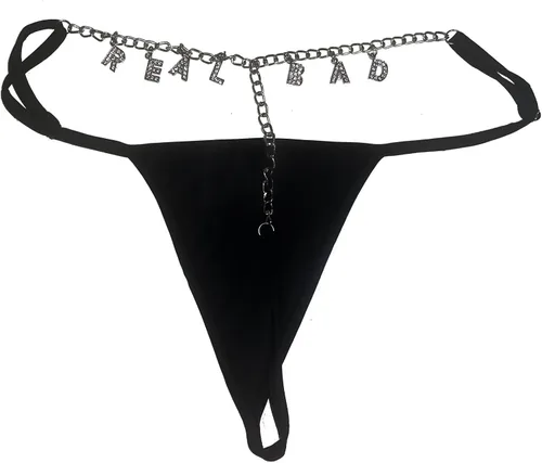 Vista 2 de Caresha Please Bragas Tanga Real Bad Chain - Negro