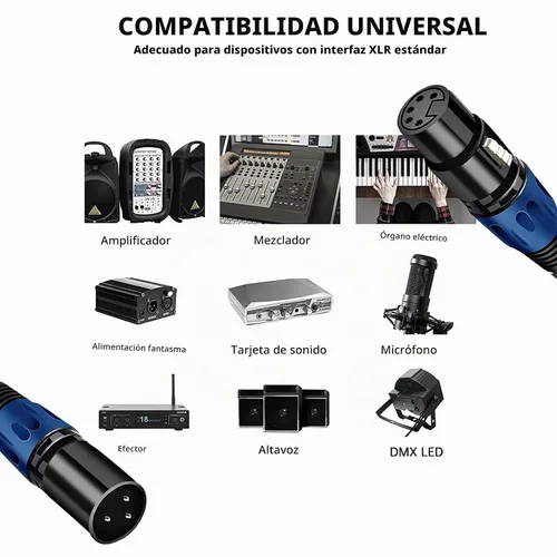 Vista 6 de Cable de luz de escenario DMX de 11.8 pulgadas, cable XLR DJ, conector XLR macho de 3 pines a conexión XLR DMX hembra de 5 pines para, foco de luz