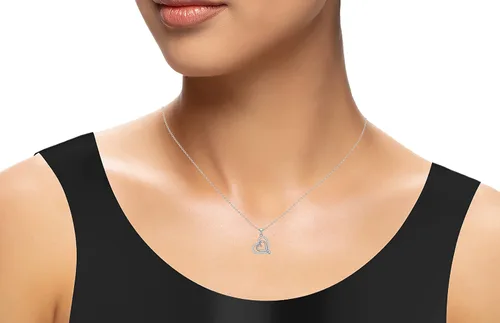 Vista 3 de TURQ N TAUPE 925 Sterling Silver Cz Heart Pendant Necklace for Women and Girls - everyday wear gifts for her