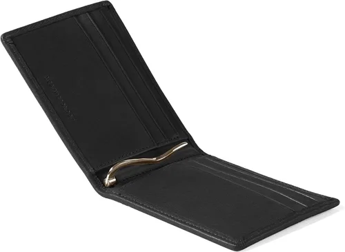 Vista 4 de Leatherology Billetera plegable delgada para hombre con clip para dinero, Aceite Negro, Classic