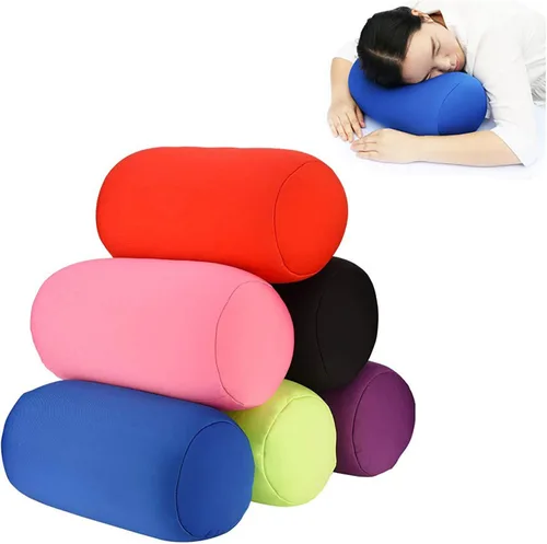 Vista 3 de Emivery Almohada ortopédica redonda de microcuentas para el cuello cilíndrico, almohada de espuma viscoelástica que reduce el dolor de espalda, Negro