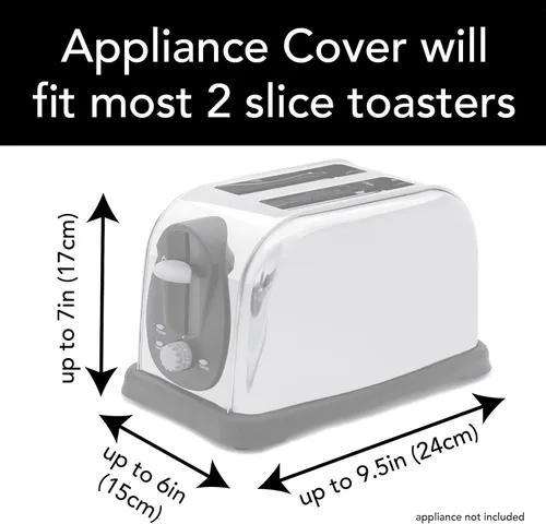 Vista 3 de Funda RITZ Premium Universal para tostadora de dos rebanadas, 11.25" x 5.75" x 7", de poliéster y algodón acolchado, protector contra huellas Negro