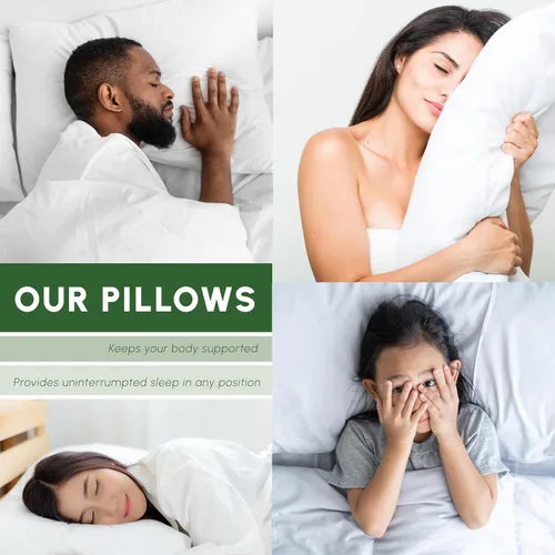 Vista 9 de Elegant Comfort Juego de 2 almohadas de cama de calidad hotelera – Acolchado de plumón de ganso alternativo de densidad media firme – Almohadas