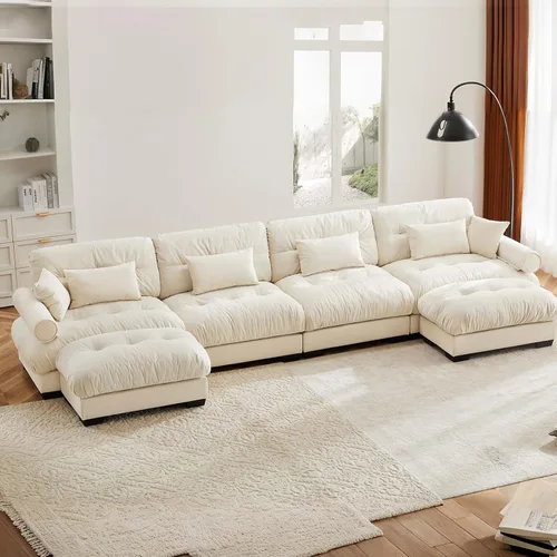 Vista 105 de Juego de sofá modular con asiento profundo de 94.4", tela de chenilla, loveseat seccional moderno para sala de estar, cómodo loveseat de felpa tipo
