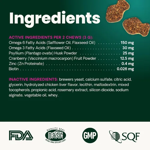 Vista 5 de VetriScience Golosinas para Control de Bolas de Pelo, Remedio Suave para Bolas de Pelo para Gatos, Suplemento de Omega-3 y Fibra, Apoyo a