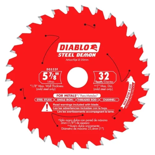 Vista 7 de Diablo Hoja de sierra Demon de acero para metal mediano – 5-1/2 pulgadas de diámetro, 30 dientes TCG, eje de 20 mm, corte de .059 pulgadas, ángulo