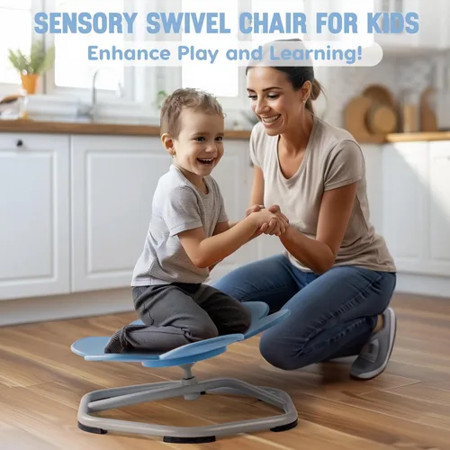Vista 9 de ROBUD Silla giratoria sensorial para niños, silla giratoria para niños con autismo con diseño antideslizante, entrenamiento de coordinación