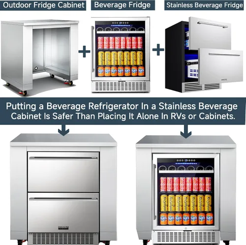 Vista 4 de BODEGA Gabinete de Cocina Exterior de Acero Inoxidable de 24 Pulgadas para Refrigerador de Bebidas, Módulo de Gabinetes de Electrodomésticos