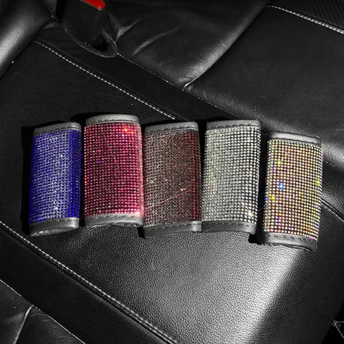 Vista 3 de Paquete de 2 fundas brillantes para manija de puerta de seguridad para automóviles, con cristales brillantes, almohadillas protectoras para manija
