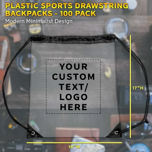 Vista 5 de DISCOUNT PROMOS Mochilas de plástico con cordón, - Personalizado - Negro, Cordón