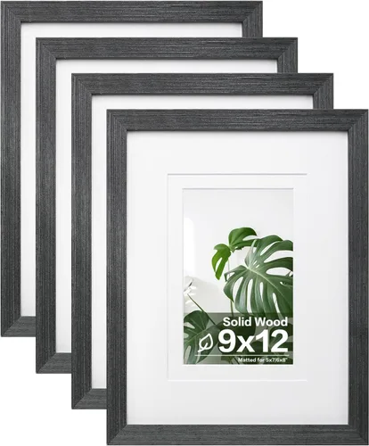 Vista 10 de Egofine - Juego de 4 portarretratos A4 de madera maciza y cubierta de plexiglás de 4 x 6/6 x 8 pulgadas con paspartú o A4 sin paspartú, para mesa