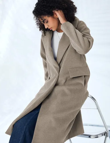 Vista 4 de Abrigo largo básico en forma de H con solapa casual para mujer de invierno