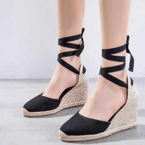 Vista 5 de U-lite - Alpargatas con puente de 3 para mujer, clásicas y suaves, con cordones.