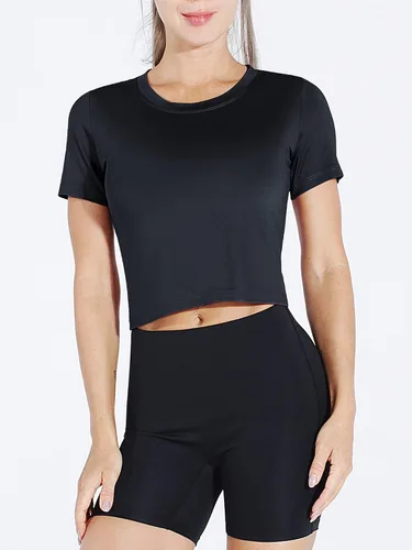Vista 6 de CADMUS Workout Crop Tops Women Racerback Dry Fit Athletic Shirts Short Sleeve 3 Piecese