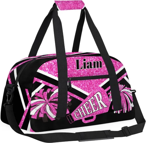 Vista 3 de Bolso personalizado de la danza del gimnasio de la animadora, bolso del barril de la animadora de encargo nombrado bolso de lona de los deportes