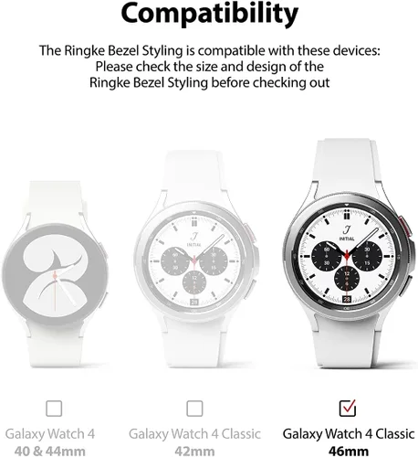 Vista 2 de Ringke - Funda clásica para Samsung Galaxy Watch 4 de 1.811 in [estilo bisel 46-02] Negro (46-02)