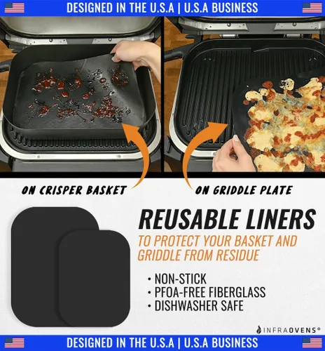 Vista 2 de Revestimientos de parrilla para parrilla y ahumador Ninja Woodfire, alfombrillas reutilizables para OG701 OG751 7 en 1 al aire libre eléctrico