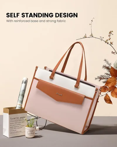 Vista 6 de LOVEVOOK Bolsa para laptop para mujer, 15.6 pulgadas, bolsa de mano para laptop 2 en 1, bolsa de trabajo profesional, maletín de negocios con bolso