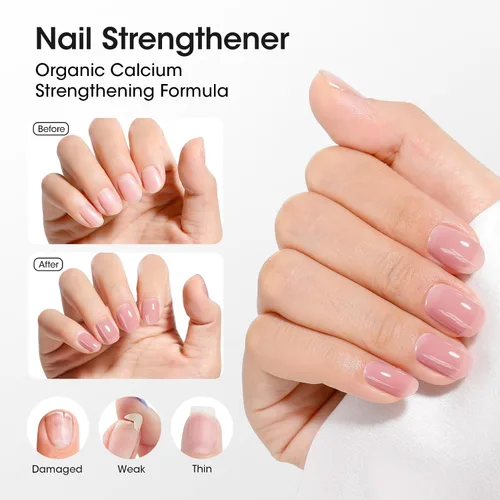 Vista 6 de GELLEN Corrector de Uñas Base Iluminador 4 en 1 Rosa Púrpura Empolvado, Fortalecedor de Uñas Malva Transparente de Otoño Relleno de Crestas
