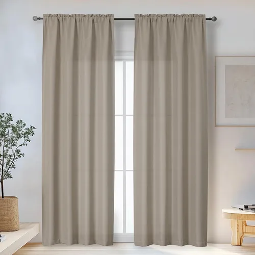 Vista 70 de OWENIE Bob Juego de 2 Paneles de Cortinas Negras de Cocina para Ventanas de 36 Pulgadas de Largo, Cortinas Cortas de Café con Textura de Lino