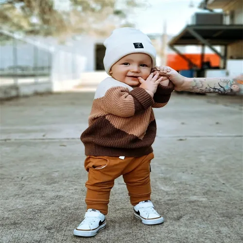 Vista 2 de bebeshopdelageyhu Suéter de punto para bebé niño y niña, sudadera de gran tamaño, sudadera cálida para otoño e invierno