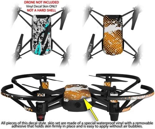 Vista 2 de Skin Decal Wrap 2 Pack para DJI Ryze Tello Drone Baja 0018 Neon Teal Drone no incluido