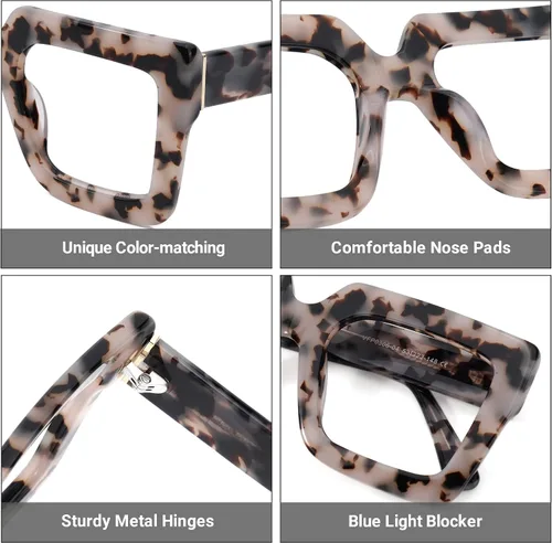 Vista 2 de Zeelool Elegantes gafas cuadradas de gran tamaño con bloqueo de luz azul para mujer, 100% protección UV400, Brandon VFP0306
