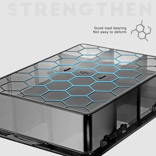 Vista 6 de Caja organizadora de herramientas, organizador de piezas pequeñas, caja organizadora de clasificación transparente de 15 rejillas con divisor