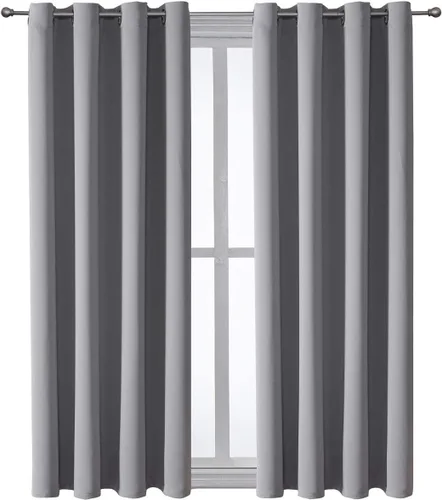 Vista 192 de ChrisDowa - Cortinas cortas para ventana de 40 pulgadas para dormitorio - Cortinas cortas con ojales y aislamiento térmico para oscurecer