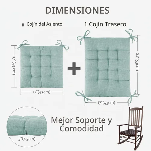 Vista 2 de ELFJOY Cojines para silla mecedora, respaldo alto y cojín de asiento, color Lino Azul