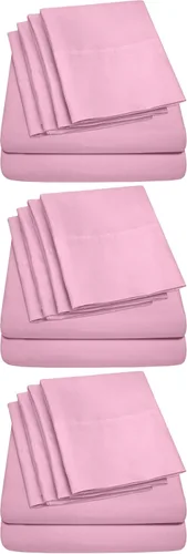 Vista 10 de Juego de sábanas de cama Sweet Home Collection 4 piezas, calidad 1500 hilos de algodón egipcio, sacos profundos, Microfibra, Rosado, gemelo
