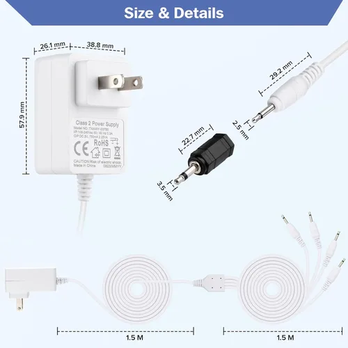 Vista 5 de LaWana Adaptador AC/DC compatible con Department 56 Village Accessories 5655026 56.55026 55026 3V Cable de alimentación para Departamento 56 Sistema