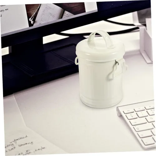Vista 8 de Basurero de escritorio pequeño de escritorio, cubo de almacenamiento para artículos diversos, soporte para brochas de maquillaje, cubos pequeños