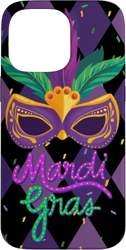 Vista 19 de Funda para iPhone 11 Pro Max Mardi Gras NOLA Festive Carnival Mask New Orleans Party Case