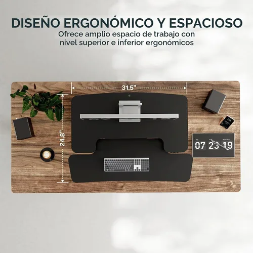 Vista 4 de FLEXISPOT Convertidor de escritorio de pie motorizado de 32 pulgadas, elevador de escritorio eléctrico para estar de pie, soporte de escritorio