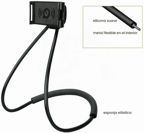 Vista 2 de Soporte universal para teléfono Moblie, soporte para teléfono celular Lazy y cuello para tableta celular, soporte flexible para teléfono (negro)
