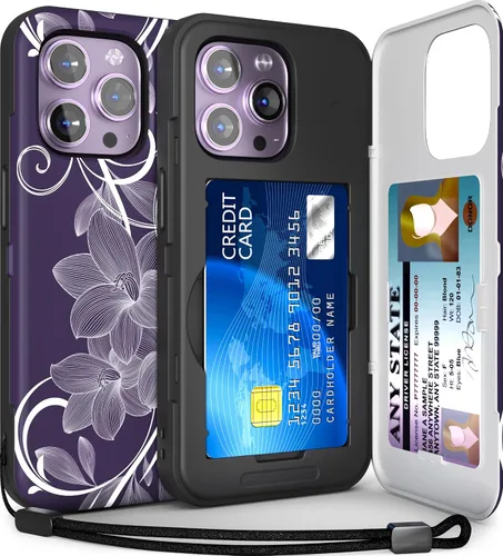 Vista 11 de TORU CX Slim - Funda tipo cartera para iPhone 14 Pro Funda protectora a prueba de golpes resistente con tarjetero oculto y ranura para tarjetas