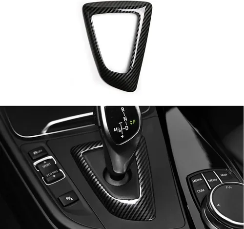 Vista 5 de MICROCK Panel de Marco de Palanca de Cambios para BMW F20 F21 F22 F23 F30 F34 F35 F32 F33 F36 Serie 1 2 3 4 2014 2015 2016 2017 2018, Fibra
