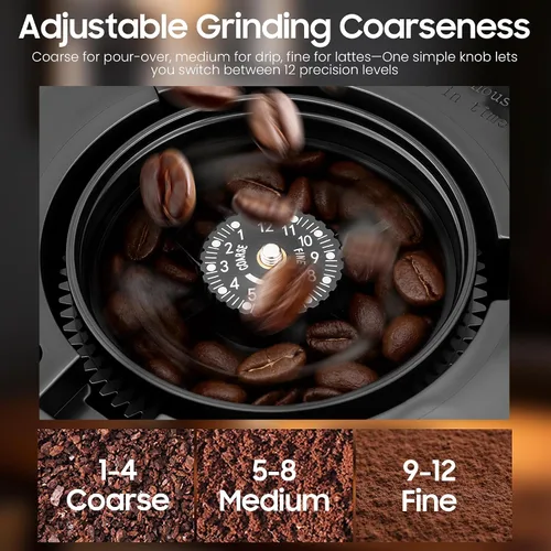 Vista 4 de ATSENT Cafetera de Moler y Preparar Café, Cafetera de Goteo con Molinillo Integrado, Máquina de Café Programable de 5 Tazas con Intensidad